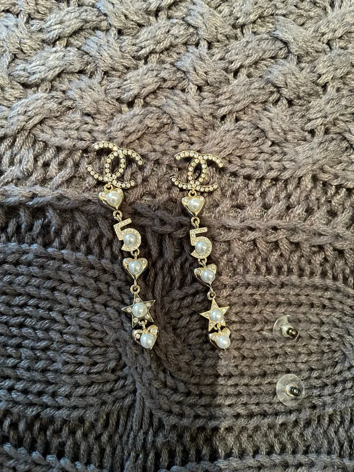 Chanel No 5 Pierced Faux Pearl Earrings Chanel Earrings Chanel No 5 Pierced Faux Pearl Earrings Chanel Earrings