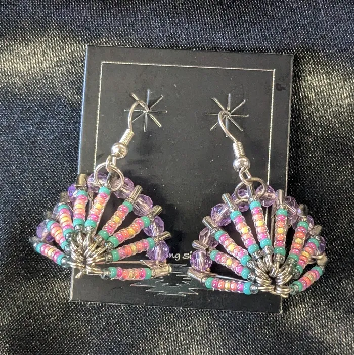 Earrings Chris Crosbys Purple Coyote Headdress Earrings