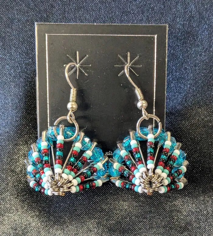 Earrings Chris Crosbys Purple Coyote Headdress Earrings Earrings Chris Crosbys Purple Coyote Headdress Earrings