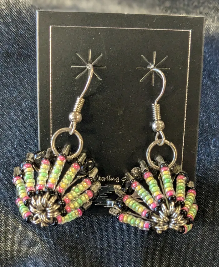 Earrings Chris Crosbys Purple Coyote Headdress Earrings Earrings Chris Crosbys Purple Coyote Headdress Earrings