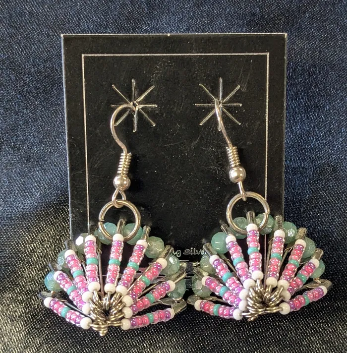 Earrings Chris Crosbys Purple Coyote Headdress Earrings Earrings Chris Crosbys Purple Coyote Headdress Earrings