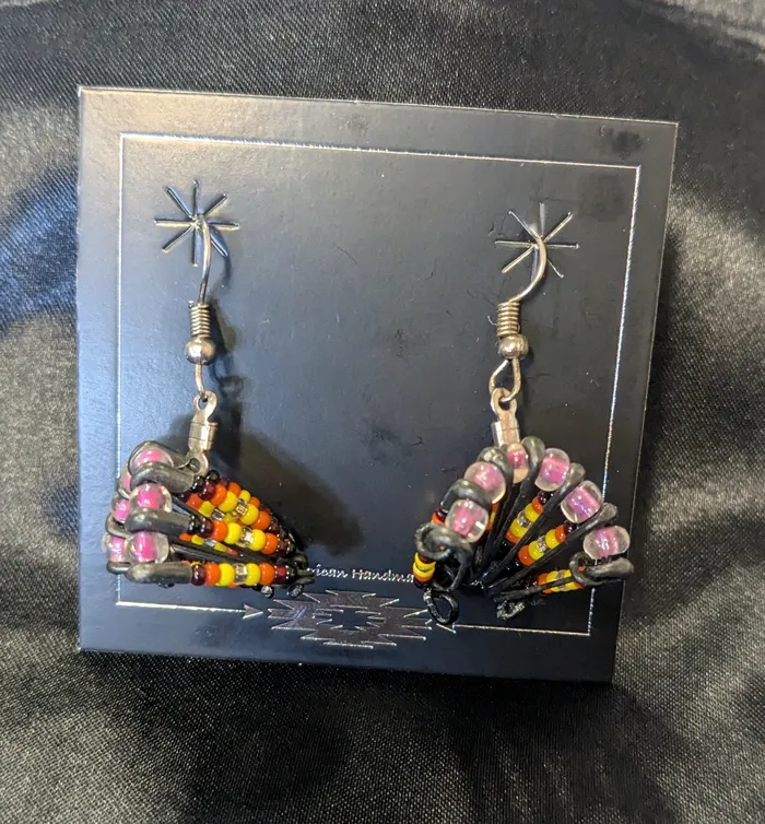 Earrings Chris Crosbys Purple Coyote Headdress Earrings Earrings Chris Crosbys Purple Coyote Headdress Earrings