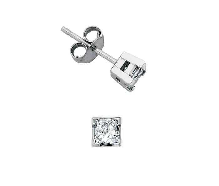 Earrings I Am Canadian 14kt White Gold 040cttw Princess Cut Canadian Diamond Stud Earrings