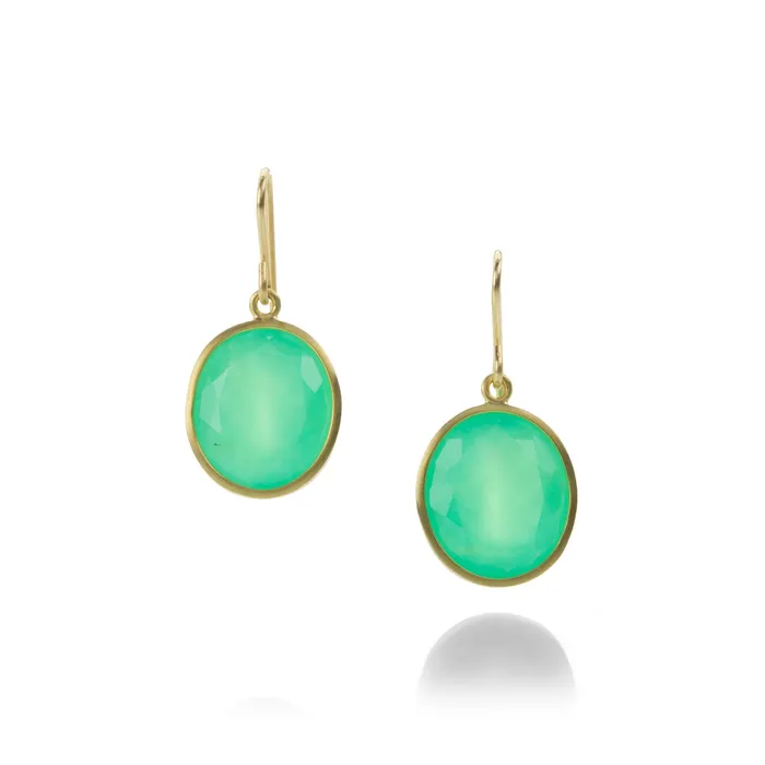 Earrings Maria Beaulieu Oval Chrysoprase Earrings