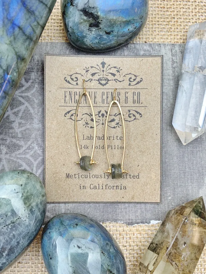 Enclave Gems and Co Earrings Clea Earrings Labradorite Stack 14k Gold Fill
