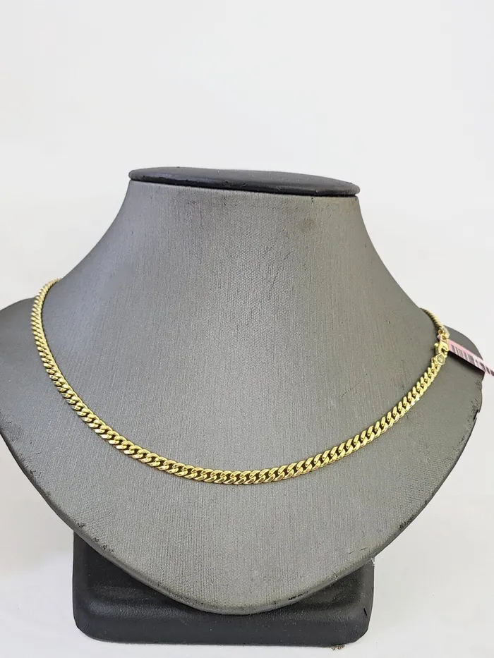 Gold and Diamond Necklaces 14k Gold Miami Cuban Link Chain Necklace 4mm 22 box Lock REAL 14kt Yellow Gold