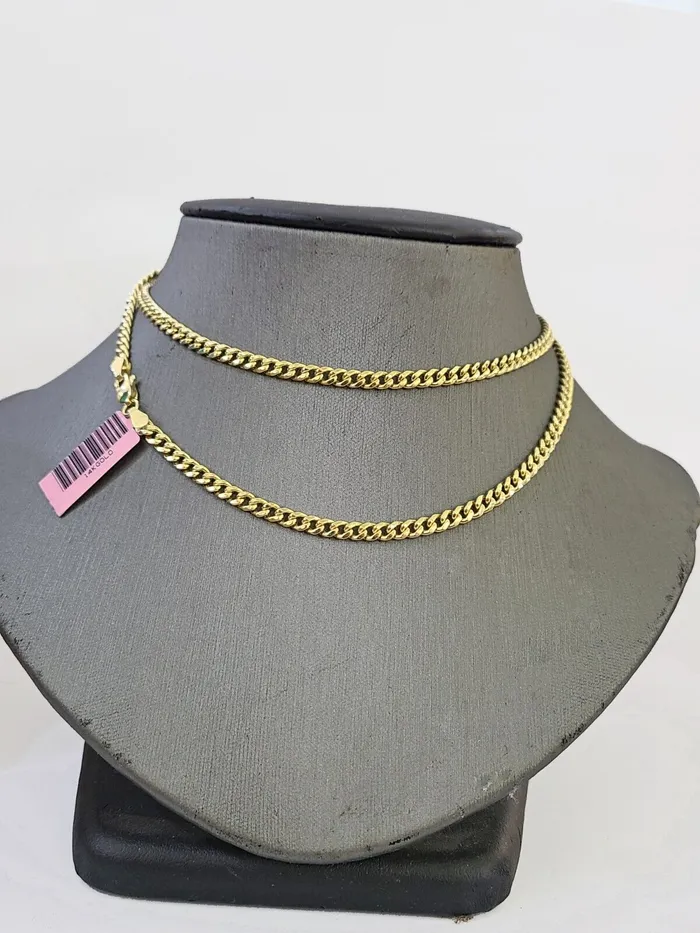 Gold and Diamond Necklaces 14k Gold Miami Cuban Link Chain Necklace 4mm 22 box Lock REAL 14kt Yellow Gold