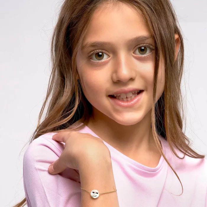 Happy Kids Smirk Bracelet White Mother of Pearl 14K Gold Plated 925 Silver Spirito Rosa Bracelets Happy Kids Smirk Bracelet White Mother of Pearl 14K Gold Plated 925 Silver Spirito Rosa Bracelets