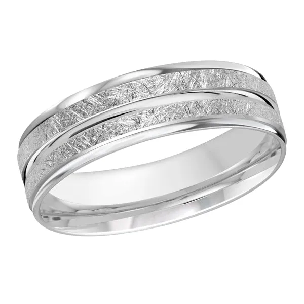 Independent Jewellers Rings 10kt White Gold Mens Textured Wedding Band