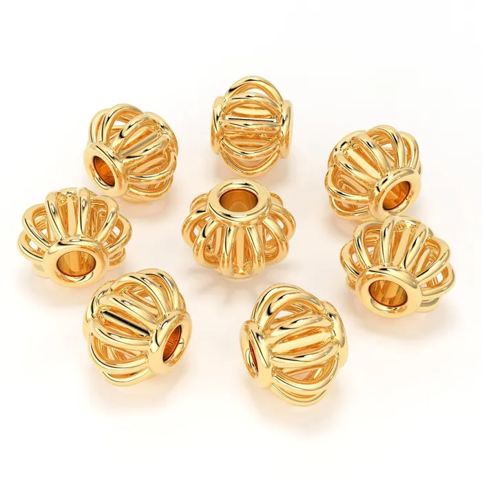 Jalvi Co PreStyled Sets 42mm 18k Solid Yellow Gold Fancy Bali Spacer Findings Beads Pair Jalvi Co PreStyled Sets 42mm 18k Solid Yellow Gold Fancy Bali Spacer Findings Beads Pair