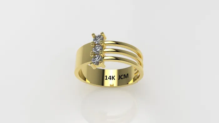 Jcm 21 jewelry Rings 14K Gold Ring with 3 Diamonds STT 4Prong