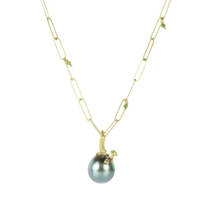 Lene Vibe Necklaces Tahitian Pearl with Mushroom Pendant Only Lene Vibe Necklaces Tahitian Pearl with Mushroom Pendant Only