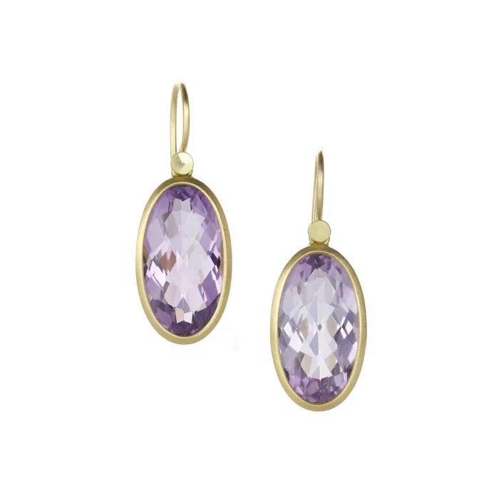 Long Oval Amethyst Drop Earrings Lola Brooks Earrings