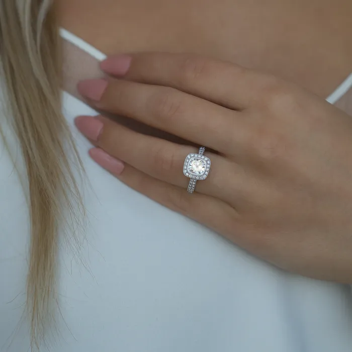 Maple Leaf Diamonds Rings 18kt White Gold 203cttw Cushion Halo Canadian Diamond Engagement Ring