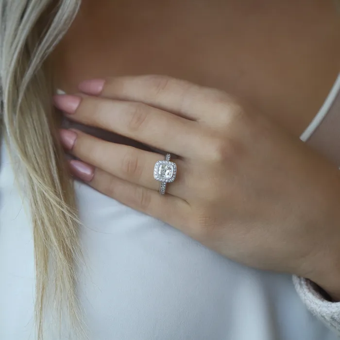 Maple Leaf Diamonds Rings 18kt White Gold 203cttw Cushion Halo Canadian Diamond Engagement Ring