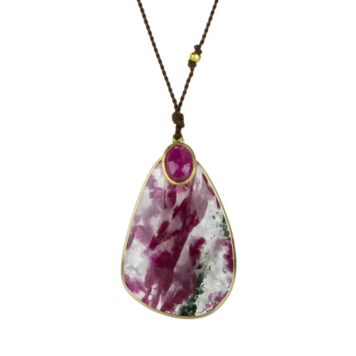 Margaret Solow Necklaces Opaque Ruby Pink Ruby Pendant Necklace
