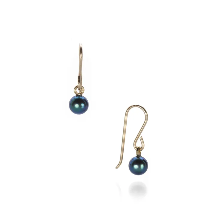 Maria Beaulieu Earrings Blue Black Pear Drop Earrings