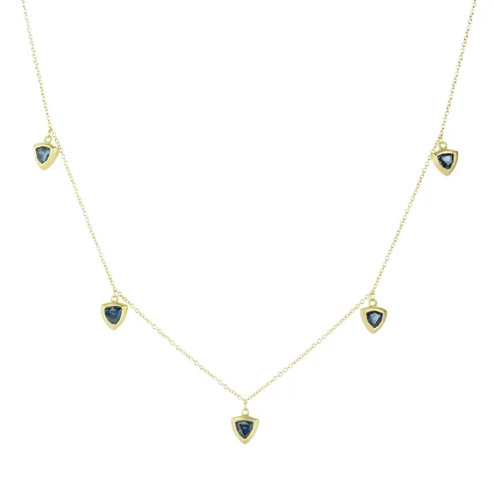 Marian Maurer Necklaces Kima Necklace with Triangular Blue Sapphire Drops