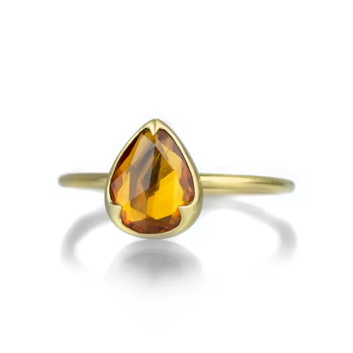 Pear Shaped Rose Cut Orange Sapphire Ring Gabriella Kiss Rings
