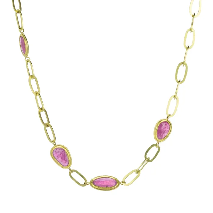 Petra Class Necklaces Rose Cut Pink Sapphire Link Necklace