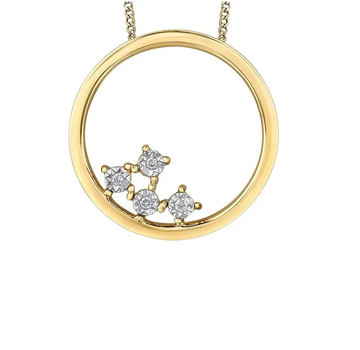 PreStyled Sets 10kt Yellow Gold Circle Diamond Pendant Independent Jewellers PreStyled Sets 10kt Yellow Gold Circle Diamond Pendant Independent Jewellers