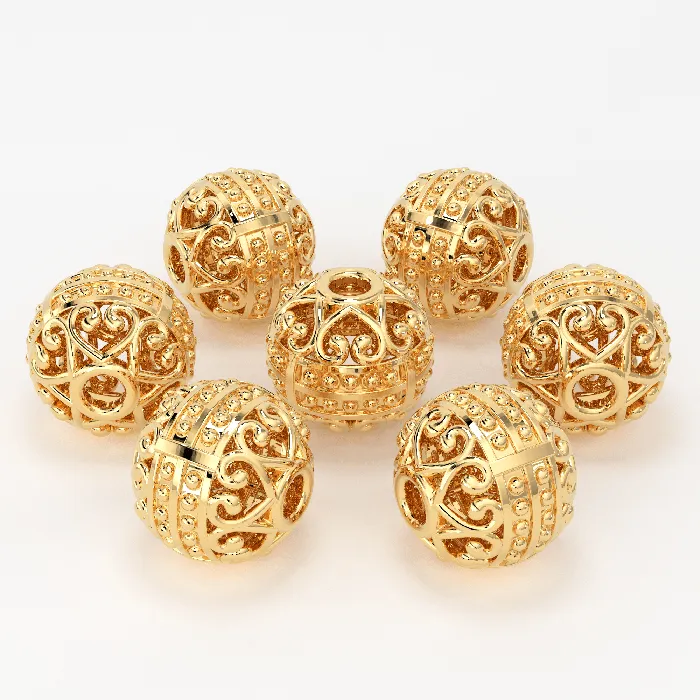 PreStyled Sets Granulation Tribal 18k Solid Gold Beads Old Fashioned Bali Round Spacer Finding 6mm 8mm 10mm Jalvi Co