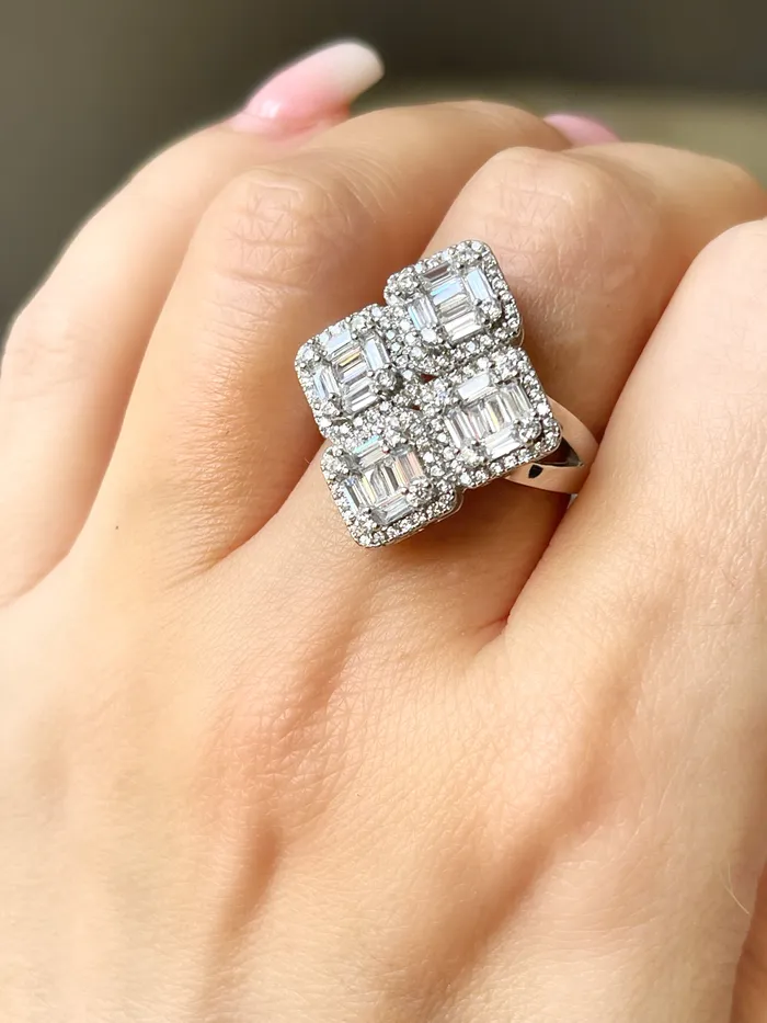 Rings SophiaRene Boutique Sterling Silver Baguette Cluster Ring