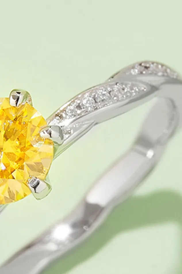 Rings Trendsi 1 Carat Moissanite Contrast 925 Sterling Silver Ring