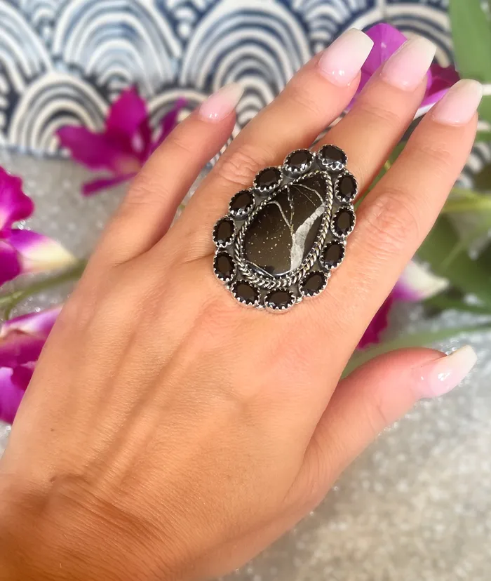 SophiaRene Boutique Sterling Silver Black Calcite Onyx Custom Rings Rings