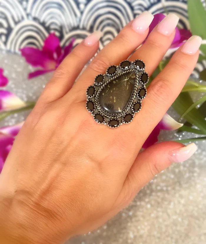 SophiaRene Boutique Sterling Silver Black Calcite Onyx Custom Rings Rings SophiaRene Boutique Sterling Silver Black Calcite Onyx Custom Rings Rings