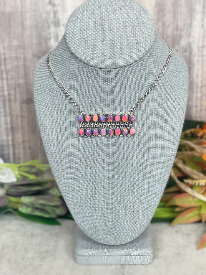 SophiaRene Boutique Sterling Silver Double Row Aurora Opal Necklace Necklaces