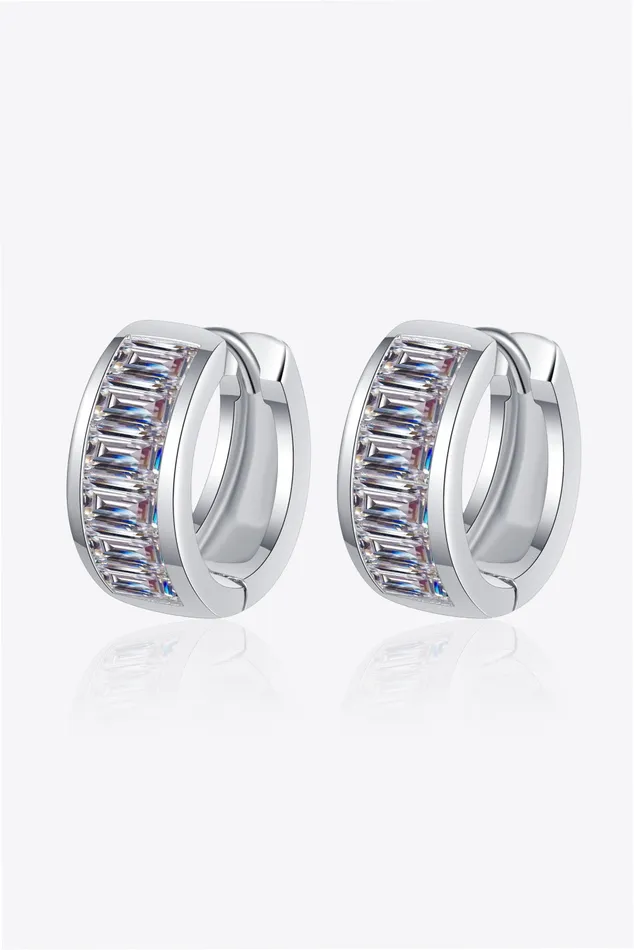 Trendsi 18 Carat Moissanite 925 Sterling Silver Huggie Earrings Earrings