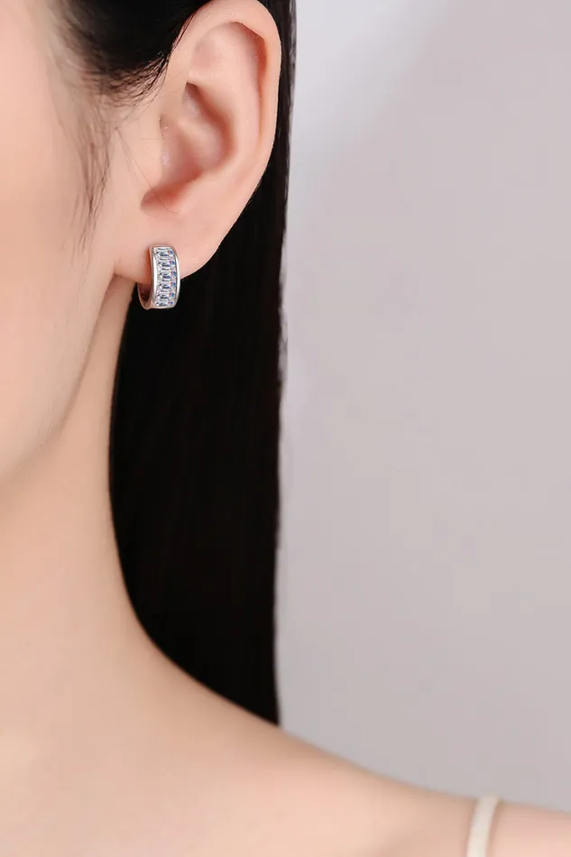 Trendsi 18 Carat Moissanite 925 Sterling Silver Huggie Earrings Earrings