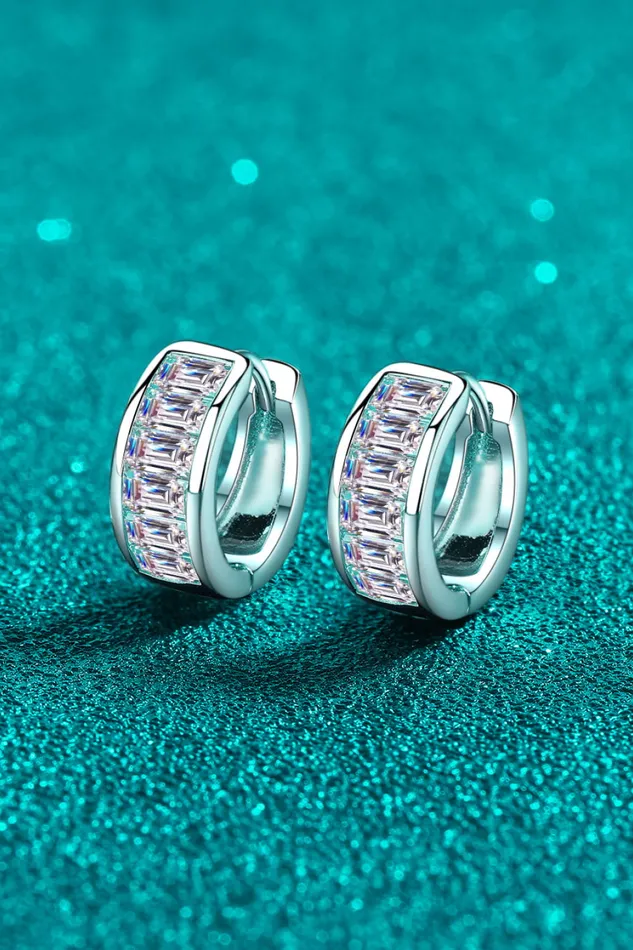 Trendsi 18 Carat Moissanite 925 Sterling Silver Huggie Earrings Earrings
