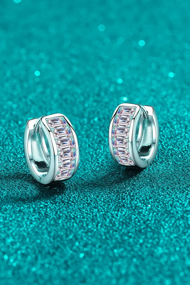Trendsi 18 Carat Moissanite 925 Sterling Silver Huggie Earrings Earrings