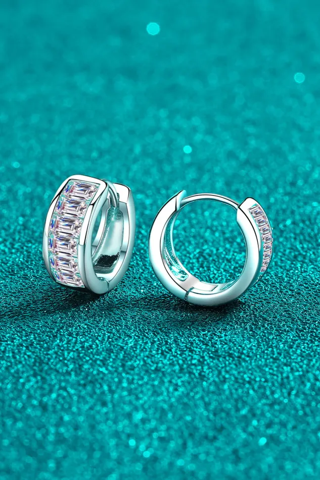 Trendsi 18 Carat Moissanite 925 Sterling Silver Huggie Earrings Earrings