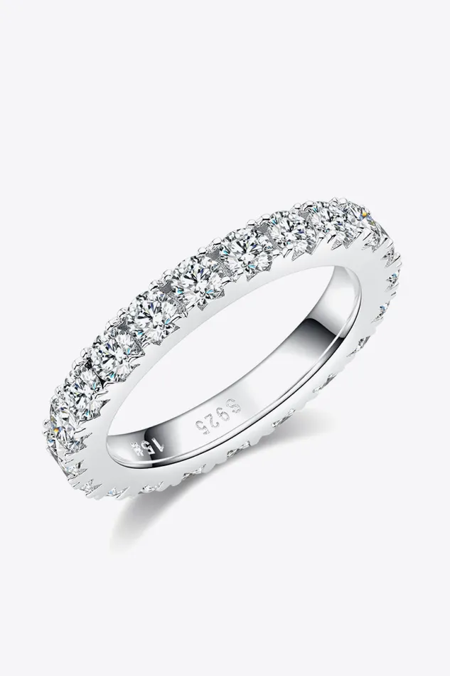 Trendsi Rings 23 Carat Moissanite 925 Sterling Silver Eternity Ring