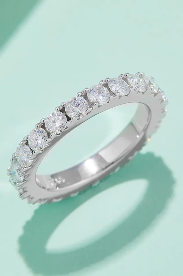 Trendsi Rings 23 Carat Moissanite 925 Sterling Silver Eternity Ring