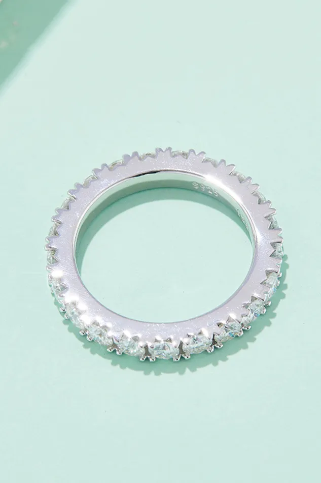 Trendsi Rings 23 Carat Moissanite 925 Sterling Silver Eternity Ring