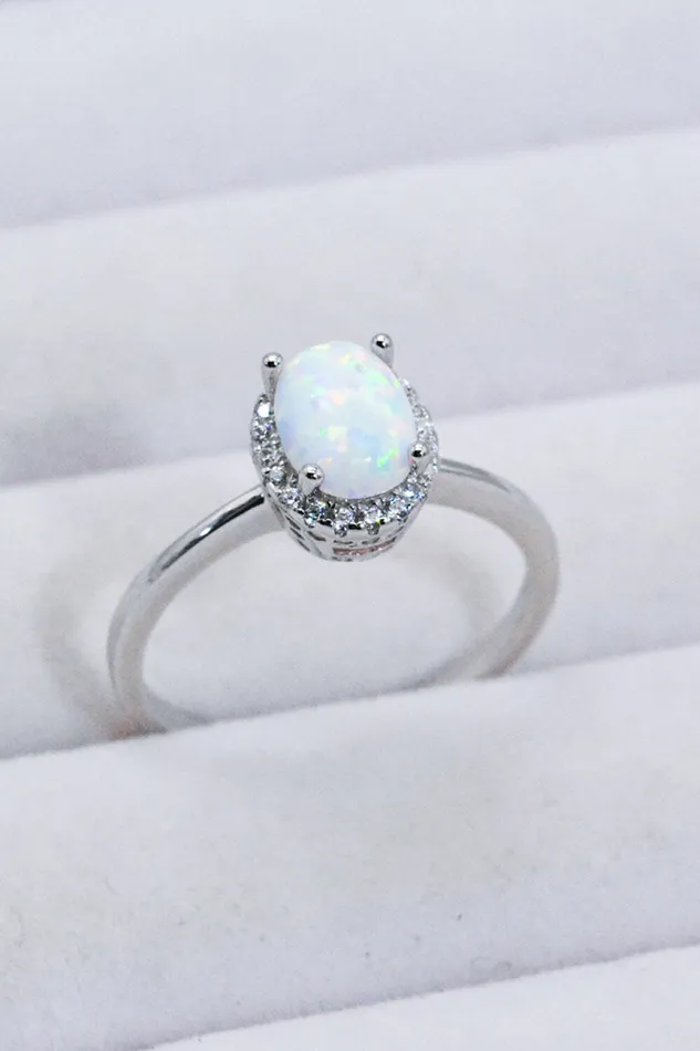 Trendsi Rings 925 Sterling Silver 4Prong Opal Ring