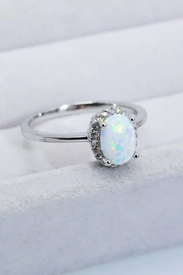 Trendsi Rings 925 Sterling Silver 4Prong Opal Ring