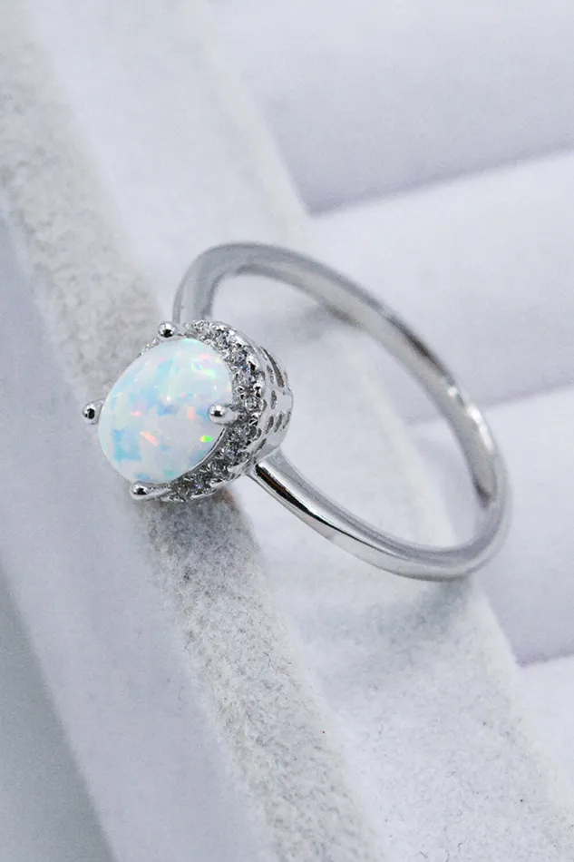 Trendsi Rings 925 Sterling Silver 4Prong Opal Ring