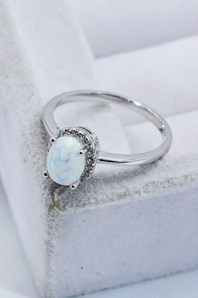 Trendsi Rings 925 Sterling Silver 4Prong Opal Ring