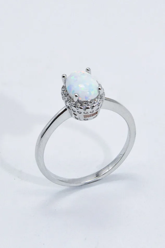 Trendsi Rings 925 Sterling Silver 4Prong Opal Ring