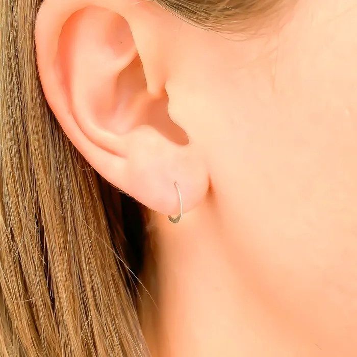 14K White Gold Hammered Mini Hoops 10mm Hoops By Hand PreStyled Sets 14K White Gold Hammered Mini Hoops 10mm Hoops By Hand PreStyled Sets