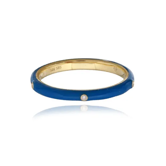 Alev Collection Rings Enamel Five Diamond Ring