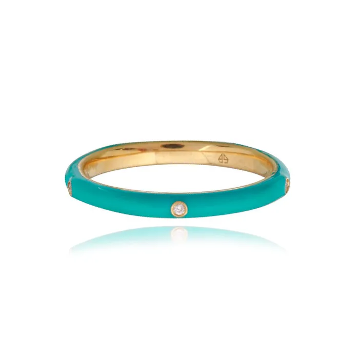 Alev Collection Rings Enamel Five Diamond Ring