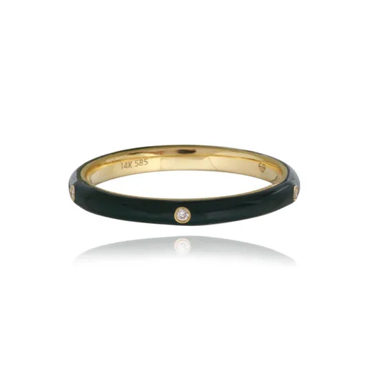 Alev Collection Rings Enamel Five Diamond Ring