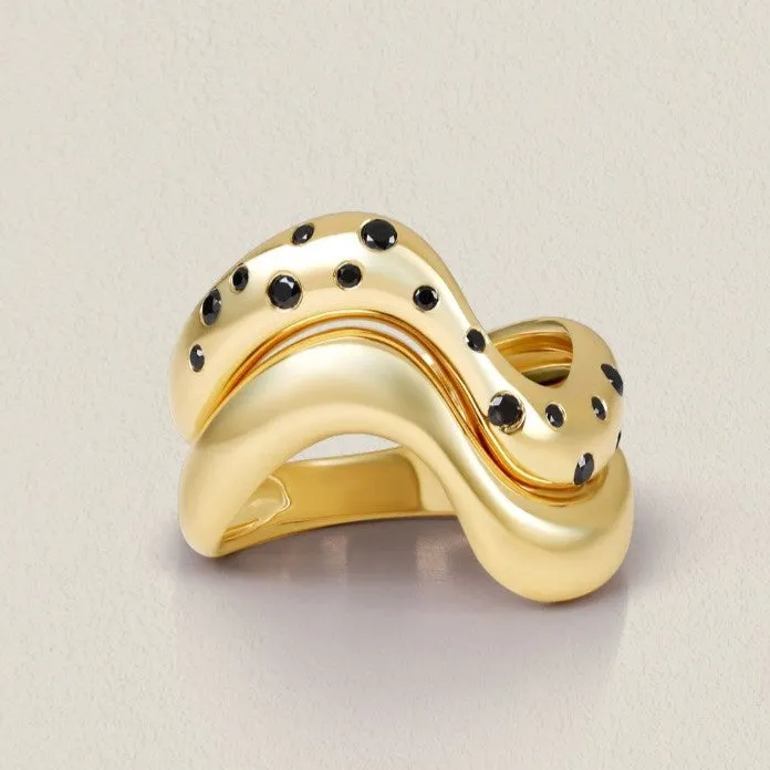 Alev Jewelry Rings Stackable Dome Scattered Wave Ring