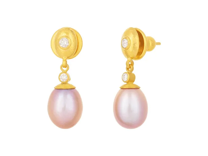 Earrings GG GOLD OOAK GURHAN Oyster Gold Pearl Single Drop Earrings 11x10mm Teardrop on Post Top